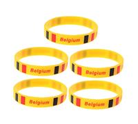 VICASKY 5pcs Belgium Flag Decorative Silicone Wristbands Soft and Long-Term Use Bracelet for Sports Game Football Match and Club Wear