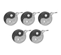 VICASKY 5pcs Black 23mm Tai Chi Dog Id Tags Glitter Resin Coating Laser Engraved Pet Identity Plates for Dog and Cat Collars Sturdy Pet Name Pendent for Puppy and Adult