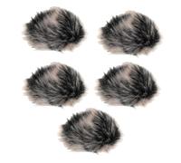 VICASKY 5pcs Black Lightweight Mic Windproof Covers with Imitation Rabbit Material for Wireless Lapel Microphones, for Interviews and Public Speaking, Windproof Design