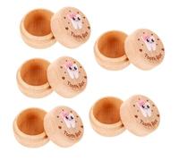 VICASKY 5pcs Box Wooden Tooth Box Fairy Holder Keepsake Storage for Boys and Girls Lost Teeth Cute Design for Fairy