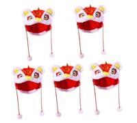 VICASKY 5pcs Breathable Soft Pet Cosplay Headgear Lion Wake Up Hat for Cats and Kittens Fit Under Cute Plush Costume Accessory for Pet Photography and Holiday Celebrations