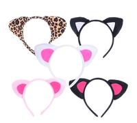 VICASKY 5pcs Cat Ear Headbands for Boys and Girls Halloween Celebration Costume Accessories Black Cat Ears Headband
