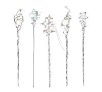 VICASKY 5pcs Chinese Hanfu Asian Vintage Chopsticks Moonstone Alloy Hair Accessory Lightweight Versatile Design for Women Bridal Hair Accessory Collections Party