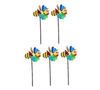VICASKY 5pcs Colorful Bee Windmill Toy Set for Boys and Girls Creative Insect Pinwheels for Garden Decoration Fun Outdoor Activity Random Style