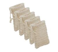 VICASKY 5pcs Cotton Linen Soap Pouches with Drawstring Exfoliating Bath Scrub Bags for Soap Storage and Foaming Weave Mesh for Body Cleansing Suitable for Rough Skin and Shower Use