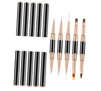 VICASKY 5Pcs Double-ended Nail Art Liner Pens Rose Gold Black Portable Nail Brush for DIY Designs Reusable Water-cleanable Fine Detail Drawing Tools for Unique at Home