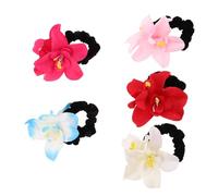 VICASKY 5pcs Floral Elastic Hair Scrunchies for Women Soft Stretchy Ponytail Holders with Decorative Fabric Flowers Comfortable No-damage Hair Ties Parties Weddings and Everyday Styling