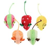 VICASKY 5pcs Fruit Mouse Plush Cat with Catnip Soft Interactive Indoor Kitten Chew in Strawberry Watermelon Kiwi Orange Lemon Shapes for Cat Entertainment