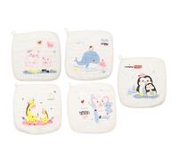 VICASKY 5pcs Gauze Face Towel Washcloth for Soft Square Bathroom Newborn Towel in Muslin Material
