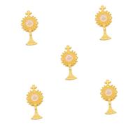 VICASKY 5pcs Gold Tone Cross Lapel Pin for First Holy Communion Religious Tie Pin Elegant Chalice Design Versatile Catholic Accessory for Boys Celebration Gifts