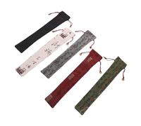 VICASKY 5pcs Handmade Cotton Fan Covers with Drawstring Ancient Style Folding Fan Holders Khaki Gray Black Red Green Durable for Travel Parties Daily Use Cultural Events
