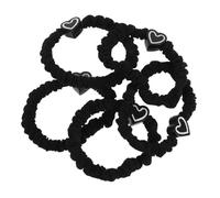 VICASKY 5pcs High Elasticity Black Heart Hair Ties Stretchable Ponytail Scrunchies for Women No Damage Elastic Hair Bun Accessories Valentine Style