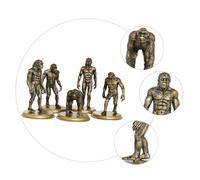 VICASKY 5pcs Human Evolution Creative Educational Primitive Man Models for Learning History and Imagination Development Dark Gold