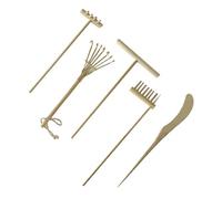 VICASKY 5PCS Mini Bamboo Sand Rake Set for Desktop Decor and Meditation Includes 14cm 4-Tooth and 18cm 8-Tooth Bamboo Rakes and and Garden Use