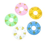 VICASKY 5pcs Mini Swim Ring Ornaments Adult Swim Ring Duck Mini Doll Floaties Pool Decoration