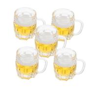 VICASKY 5pcs Miniature Beer Mugs for Dollhouse Kitchens Bars Party Decorations Detailed Simulation Beer Glasses Flexible Micro Landscape Accessories for Creative Pretend Play