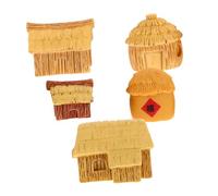 VICASKY 5pcs Miniature Village Hut Figurines Creative Landscape Ornaments for Bonsai Succulent Planting and Flower Pot Decor Resin Rustic Design for Home Gardening