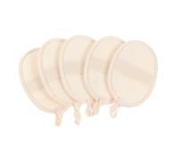 VICASKY 5Pcs Natural Loofah Back Scrubber Towels Beige Exfoliating Bath Shower Body Scrubbing Pads with Strong Decontamination for Smooth Glowing Skin Portable for Home and Travel