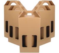 VICASKY 5pcs Paper Bottle Carrier Wine Box Protective Box for Red Wine Bottles Hand Polished Display Design Khaki Colour Suitable for Bars and Hotels