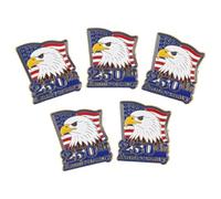 VICASKY 5pcs Patriotic Flag Lapel Pin Set for 250th Anniversary, Lightweight Zinc Alloy Brooches with Eagle Head Design, for Fourth of July Party Favor Pins and Celebrations