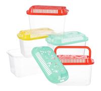 VICASKY 5pcs Portable Fish Carrier Tank Set, Plastic Fish Transport Container with Handle, Crystal View, Easy to Clean, Rectangular Shape, Sturdy Plastic Material, for Travel Random Color