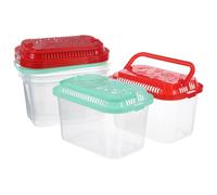 VICASKY 5pcs Portable Fish Carrier Tank Set with Crystal View and Easy to Clean Plastic Rectangular Design, for Moving House and Beach Travel with Fish and Turtles Random Color