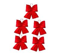 VICASKY 5pcs Red Christmas Bowknot Ornaments for Crafts Party Decoration Fabric Bows for Tree Wreath Gift Wrapping Festive Hanging Pendants for Wedding Holiday Celebration