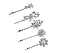 VICASKY 5pcs Rhinestone Flower Hair Clips Fashionable Bobby Pins for Women Elegant Hair Accessories for Daily Wear and Festivals Charming Floral Design Supply