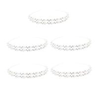 VICASKY 5pcs Silver Double Layer Rhinestone and Pearl Bridal Headband Flexible Alloy Leaf Hairband for Women Wedding Accessories Headpiece for Brides and Bridesmaids