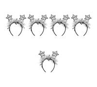 VICASKY 5pcs Silver Glitter New Year Party Headband with Star Numbers