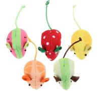 VICASKY 5pcs Soft Plush Fruit Mouse Catnip for Indoor Cats, Chew Mice Set with Strawberry Watermelon Kiwi Orange for Kittens