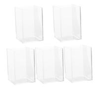 VICASKY 5pcs Transparent Multi-function Betta Fish Tank Desktop Aquarium Goldfish Tank Tabletop Decor Rectangular No-cover Aquarium for Office and Home Use