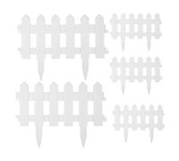 VICASKY 5pcs White Outdoor Garden Fence Panels, Insert Ground Yard Barrier for Dogs, Temporary Decorative Greenery Border for Backyard and Patio Gardening