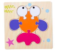 VICASKY 5pcs Wooden Animal Puzzle for Educational with Bee Frog Goldfish Fish Elephant Patterns Brain Development Game for Boys and Ages