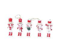 VICASKY 5Pcs Wooden Walnut Nutcracker Soldier Ornaments Hanging Christmas Tree Decorations Festive Nursery Pendants for Home and