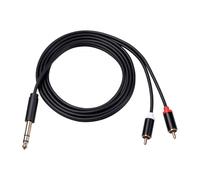 VICASKY 6.35mm Male to Dual Phono Audio Insert Cable, Gold Plated Black | Double Shielded PVC Build, Oxygen Free Copper Core, Plug and Play for Amplifiers, Recorders, Live Sound