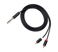 VICASKY 6.35mm Male to Dual Phono Audio Splitter Cable, 3m Gold Plated | Double Shielding, Aluminum Alloy and PVC Build, White Left and Red Right Connectors, for Amplifier