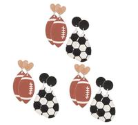 VICASKY 6 Pairs Independence Day Sports Pendant Earrings Lightweight Drop Dangle Earrings for Women Football Rugby Soccer Party Jewelry Celebration