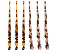 VICASKY 6 Pcs Acetate Chinese Hair Sticks Set with Leopard and Light Tortoise Shell Patterns, Decorative Long Hair Chopsticks for Women and Girls, Vintage Style Hairpins for Bun