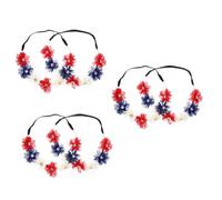 VICASKY 6 pcs Elastic Patriotic Flower Headbands for Fourth of July Independence Day Party Accessories Lightweight Comfortable Fit for Women and Celebration