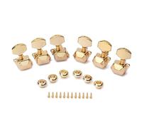 VICASKY 6 Pcs Gold Semi-closed Guitar Tuning Pegs 3l3r Locking Machine Heads for Acoustic and Electric Guitar Strings Adjustable Sturdy Music Accessories