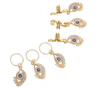 VICASKY 6 Pcs Hair Rings Pendants with Evil Eye Design Sturdy Alloy Braid Accessories Hair Spiral Pendants for Women for New Year and Birthday
