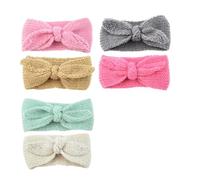VICASKY 6 Pcs Knitted Crochet Turban Headbands for Bowknot Warm Chunky Cable Knit Wool Headbands Keep Ears Cozy