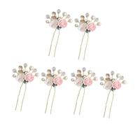 VICASKY 6 pcs Retro Bride Hair Sticks with Acrylic Flower and Gold Leaf Rhinestone Elegant Hair Chopsticks for Weddings Parties Casual Wear for Women