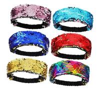 VICASKY 6 Pcs Reversible Sequin Headbands for Women and Girls Elastic Stretch Sparkly Hairbands Gradient Color Glitter Hair Accessories