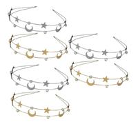 VICASKY 6 pcs Rhinestone Alloy Headbands Stars and Moons Bridal Hairpieces for Women Wedding Party Glamorous Hair Accessories