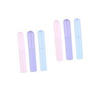 VICASKY 6 pcs Silicone Lip Brush with Cover Skin-friendly Reusable Lip Concealer Applicator Gloss Cream Mask Makeup Portable Round Head Brushes in Pink Purple Blue