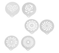 VICASKY 6 Pcs Stainless Steel Coffee Latte Art Stencils Milk Foam Templates DIY Cappuccino Coffee Molds for Home Use