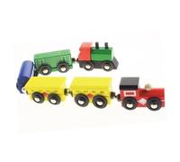 VICASKY 6 Pcs Wooden Train for Premium Smooth Polished Educational Plaything Enhancing Color Cognition Hand Eye Coordination Logical Thinking for Parent Interaction and Early Learning