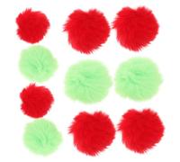 VICASKY 60 pcs Fluffy Pompom Balls Soft Faux Fur DIY Craft Decorations for Clothes Accessories Keychains Headwear Wedding Home Embellishments in Red and Fluorescent Green